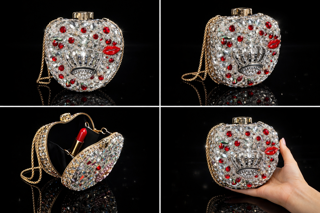 Crimson Crown glass lipstick purse